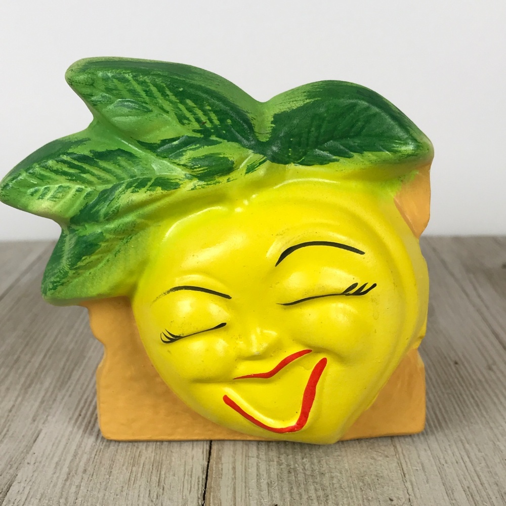 Vintage Anthropomorphic Kitsch Lemon Head Planter